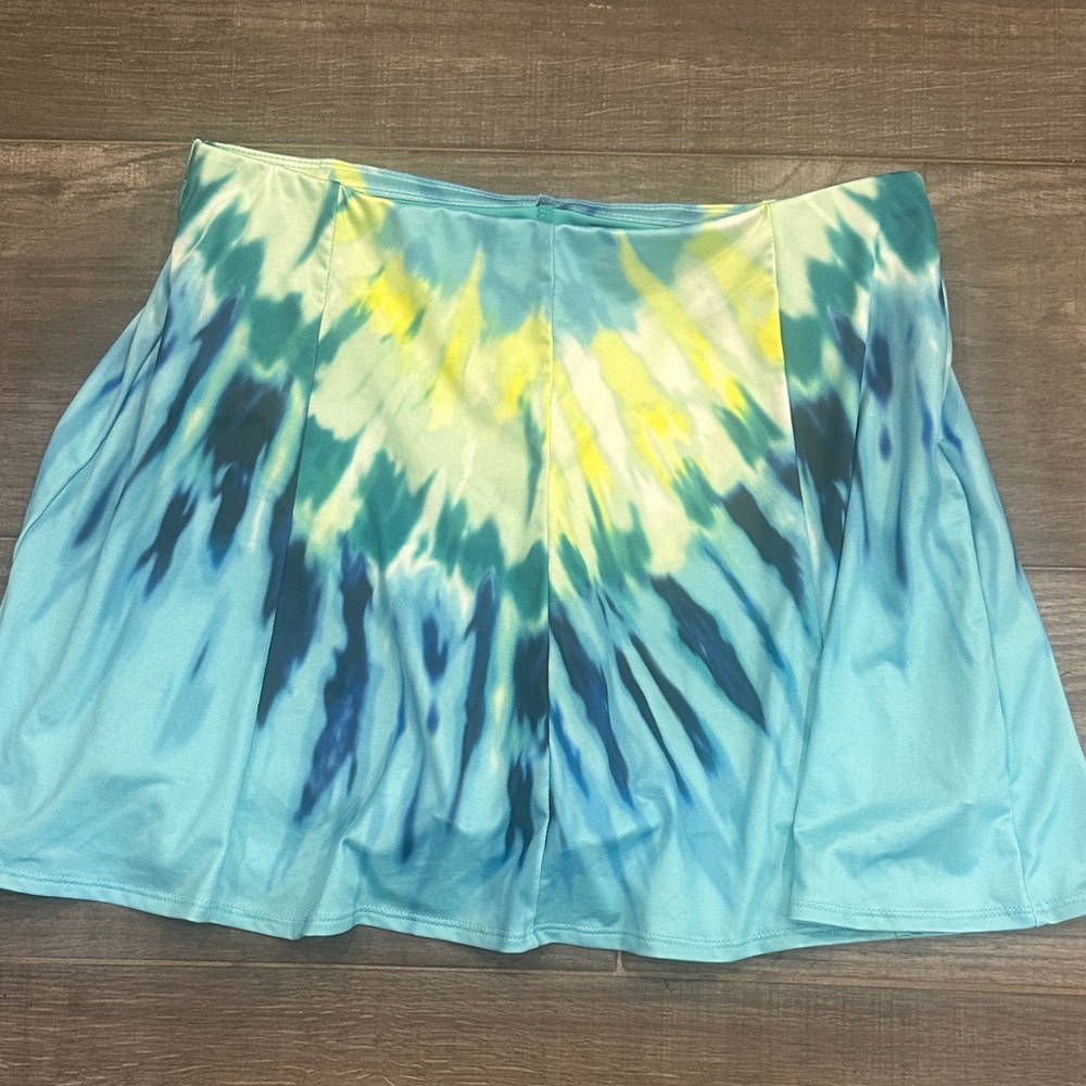 Lucky in Love Blue and Yellow Tie-Dye Tennis Skirt